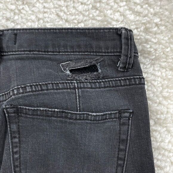 Free People Fishnet Patch Skinny Jean Button Fly Washed Out Black - Picture 8 of 15